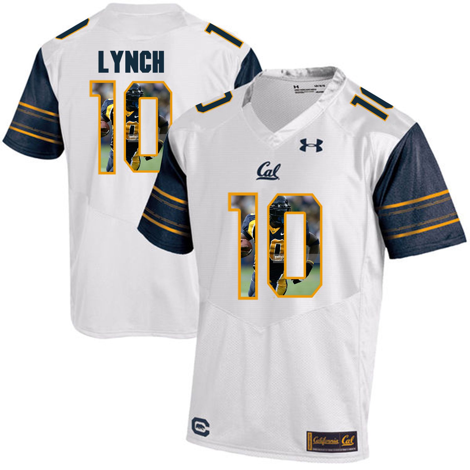Men California Golden Bears #10 Marshawn Lynch White Customized NCAA Jerseys1